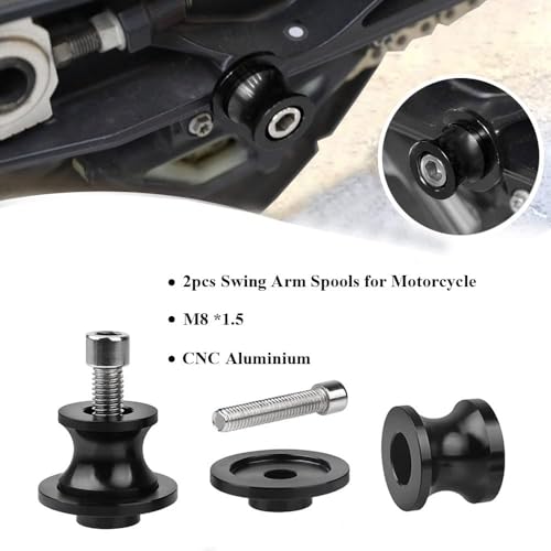 2pcs M8*1.5 Motorcycle Swing Arm Sliders Spools For H-onda CBR150 CBR100f CBR1000rr CBR1100xx CBR125 CBR250 CBR400rr CBR400f CBR450sr CBR600rr CBR600f CBR900rr CBR954rr (Black) - color: Spool - Black