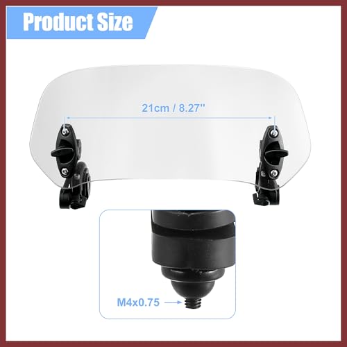 28.5cm Motorcycle Windshield Motorcycle Wind Deflector Clear Lens Adjustable Clip Windshield Extension Universal Fit for Most Motorcycle Scooter Replace Parts