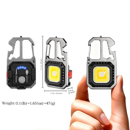 MAKDAK Cob Keychain Work Light - 2PC EDC Keychain Flashlight Rechargeable, Super Bright Flashlight for Car Repair, Emergency(Silver) - color: Silver*4PC