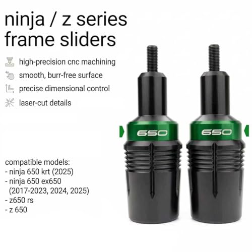 Frame Sliders Crash Protector for Kawasaki Ninja 650 KRT EX650 Z650 Z650RS 2017-2025 (Type A Green)