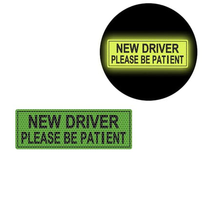 2pcs High Intensity Reflective New Driver Car Sticker Waterproof Student Driver Please Be Patient Decal for Car Window Bumper Reflective Night Safety Warning Decal (Fluorescent Green) - color: Fluorescent Green