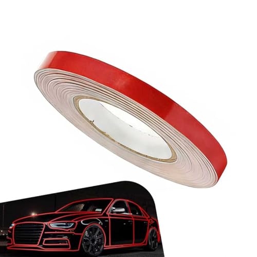 Car Reflective Strip Sticker, 0.39" x 16.4ft Cuttable Reflective Warning Body Tape, Self-Adhesive Night Visibility Rim Strip Decal, Universal for Most Cars, Motorcycles, Bikes (Red) - color: Red