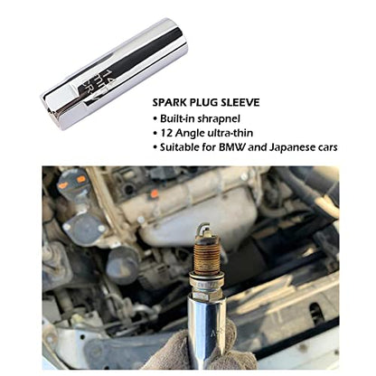 14mm Spark Plug Socket Thin Wall 12 Points 3/8" Drive Spark Plug Removal Tool,CRV Steel Spark Plug Tool with Leaf Spring Design Compatible with BMW Nissan Mini Infiniti (14mm) - color: 14 mm
