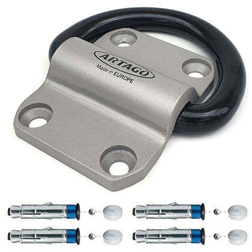 Artago 60 High-End Security Anchor XXL with Swivel Ring ø20mm0,78in, Maximum Strength Steel and Deeper Armored Plugs, Anti Theft for Anchoring Motorcycle in Wall Floor Ground Concrete Garage Parking - style: Tilting Ring