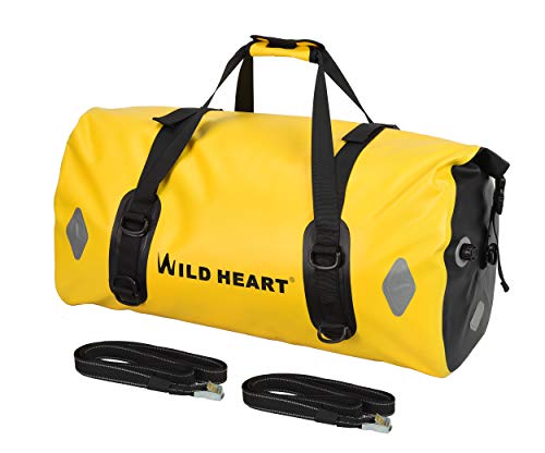WILD HEART Waterproof Bag 55L 66L 77L Motorcycle Dry Duffel Bag for Travel,Motorcycling, Cycling,Hiking,Camping (77L, Yellow) - color: Yellow, size: 77L