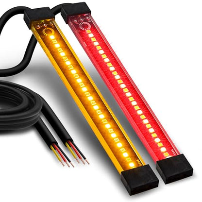 TRUE MODS 2pc 5" Rear LED Motorcycle Red Running Brake & Amber Turn Signal Tail Light Strip Kit for License Plate [Waterproof] Universal Self Adhesive Surface Mount Flexible Rear Lamp for Bike ATV UTV - size: 2pc 5", style: Tail Light w/ Amber Turn