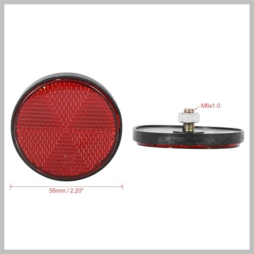 Pair M6x1.0 Red Plastic Universal Screw Mount Reflective Warning Reflector for Motorcycle Bike Replacement Car Parts