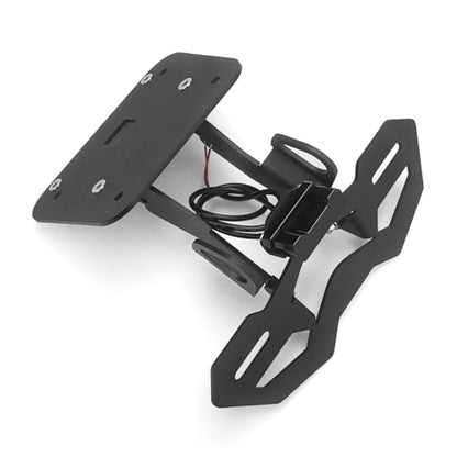 Motorcycle License Plate Holder Bracket, for Yamaha YZF-R25 2014-2025 / YZF-R3 MT-25 MT-03 2015-2025, Fender Eliminator with LED License Plate Lights and Turn Signal Mounting Holes (Black)