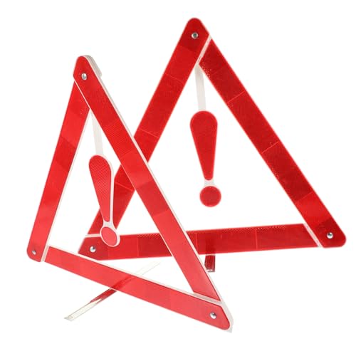 TOYANDONA 2pcs Car Warning Triangle Kit Durable Folding Reflective Safety Tripod for Roadside Emergency Vehicle Maintenance