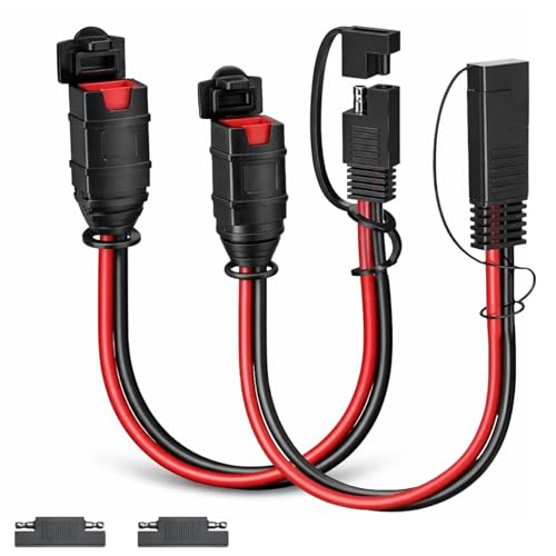 2-Pack 1FT SAE Extension Cable Compatible with NOCO Genius Smart Chargers, 14AWG Pure Copper X-Connect SAE Adapter, Motorcycle ATV UTV Car Battery Charger Harness