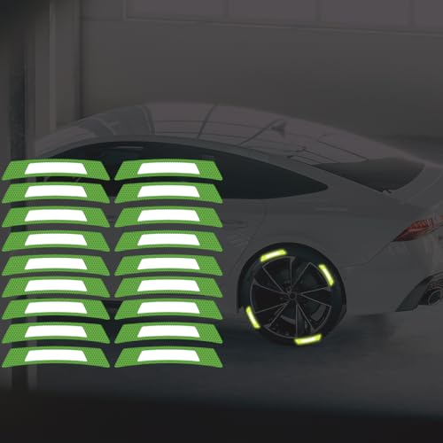 20PCS Strong Reflective Car Wheel Hub Stickers for Cars Helmet Night Safety Warning Reflective Stripe Decals Auto Truck Motorcycle Bicycle Wheels Rim Reflective Stickers (Fluorescent Green) - color: Fluorescent Green
