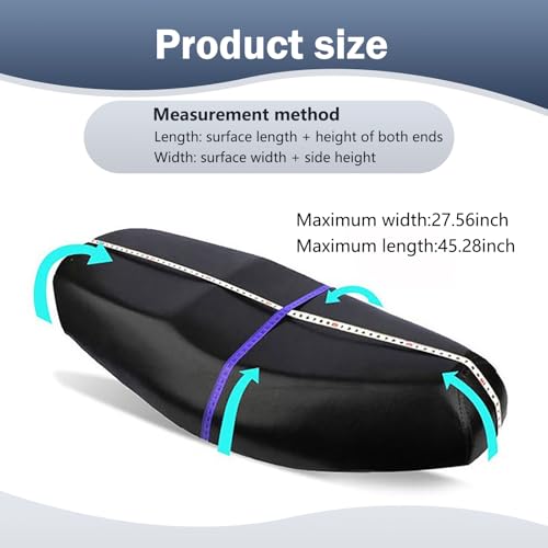1 PC Motorcycle Seat Cover, 27.55" x 45.27" Rainproof Seat Protector Cover, Breathable Heat Insulation Oxford Cloth Accessories, Universal for Motorcycles (Black #XXL)