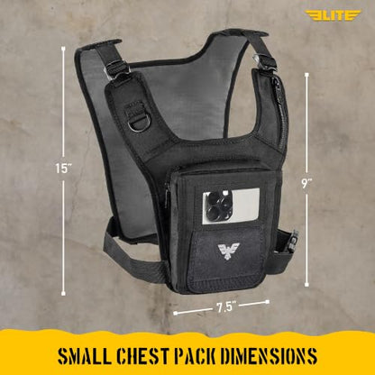 Elite Sports Running Vest w/Phone Holder for Men/Women, Reflective Lightweight Chest Pack w/Touch Friendly Phone Sleeve, Camera Pocket - Chest Rig for Hiking, Trail, Marathon, Camping - size: Small