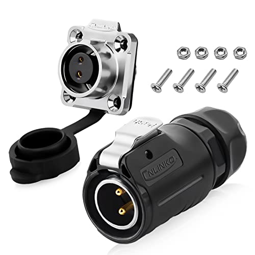 2 Pin Waterproof Connectors, Aviation Cable Connectors for Automotive, Marine, Lights Electrical Wire Connections (Solder, M20) - style: 2PIN