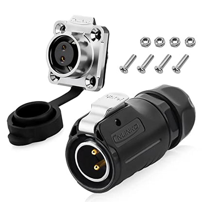 2 Pin Waterproof Connectors, Aviation Cable Connectors for Automotive, Marine, Lights Electrical Wire Connections (Solder, M20) - style: 2PIN