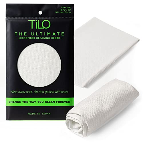 TILO Microfiber Cleaning Cloth – 19x13 Inch Ultra-Absorbent, Reusable Soft Polishing Cloth for Dust, Grease, Dirt – Non-Abrasive – White (White) - color: White