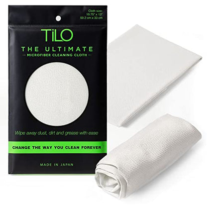 TILO Microfiber Cleaning Cloth – 19x13 Inch Ultra-Absorbent, Reusable Soft Polishing Cloth for Dust, Grease, Dirt – Non-Abrasive – White (White) - color: White