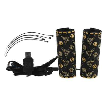 Heated Motorcycle Hand Grips Cover 5V Handlebar Cover 6 Adjustable Temperature with Memory Function Metal Heating Film Cloth Black 1set