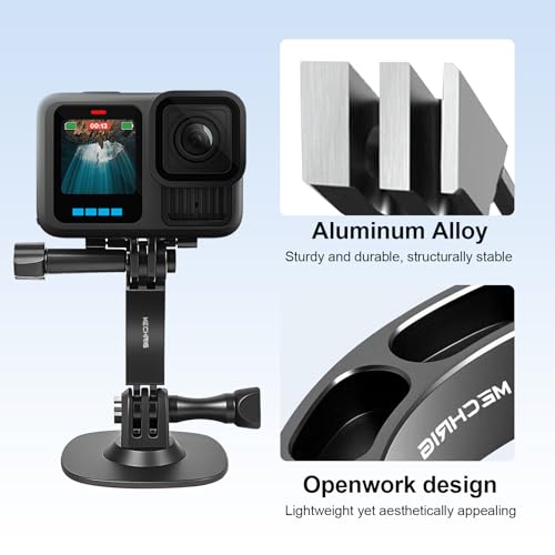 Aluminum Curved Extension Arm (3-inch) for Helmet & Pole Mounts, Metal Stick for GoPro Hero 13/12/11/10/9 Session, Akaso Campark & Other Action Cameras- YD050