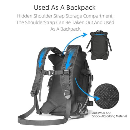 Rhinowalk Motorcycle Tank Bag Backpack Travel Luggage Separate Water Bag Duffel Bag with molle system fits most Adventure and Sport Motorcycle Frames - color: Black