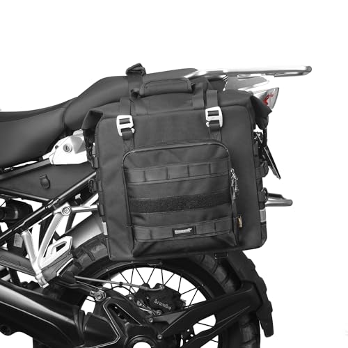 Waterproof Motorcycle Saddle bag Luggage Bag Quick Release Motorcycle Side Bag 25L Fits Most Adventure and Sports Bike Motorbike Racks (Black, 1 pcs) - color: Black25L