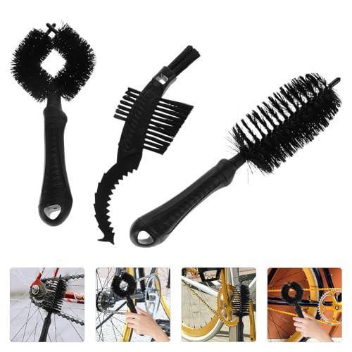 Mikinona Bike Chain Cleaner Brush Set 3pcs Ergonomic Motorcycle Chain Cleaning Tool Multi-Function Reusable Brush Kit for Bicycle and Motorcycle Maintenance