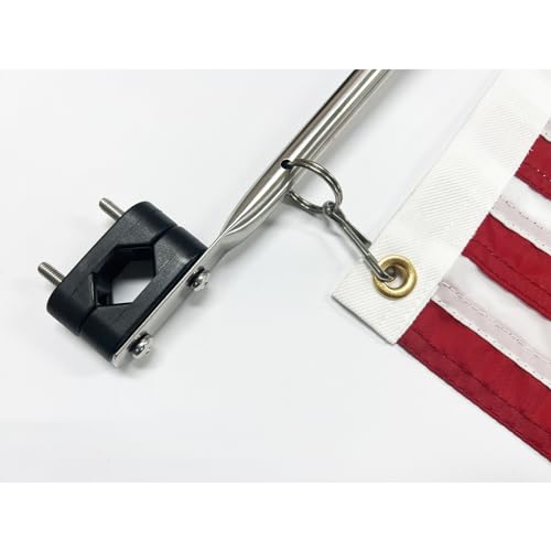 SYII American Boat Flag Pole Kits, Outdoor Embroiderers American Flag 12x18 Inch and Boat Flagpole, Boat Yacht Marine Stainless Flag Pole - color: 12x18 Boat Flag Pole Kits