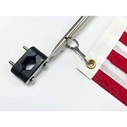 SYII American Boat Flag Pole Kits, Outdoor Embroiderers American Flag 12x18 Inch and Boat Flagpole, Boat Yacht Marine Stainless Flag Pole - color: 12x18 Boat Flag Pole Kits