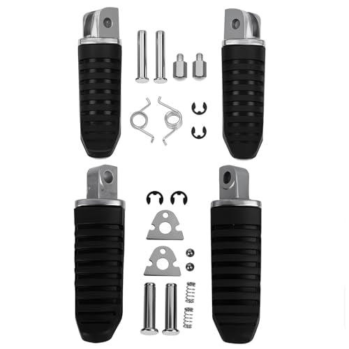 Motorcycle Footpegs, Front & Rear Foot Rest Foot Peg Footrests Black fits for Suzuki DL650 V-Strom 650 GSX1300R 2008-2012 - color: Black#Suzuki#Front+Rear