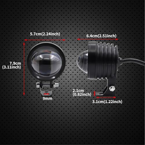 LED Motorcycle Auxiliary Lights,Driving Fog Lights for Motorcycle, 12V White and Amber Running spotlights, 2Pcs