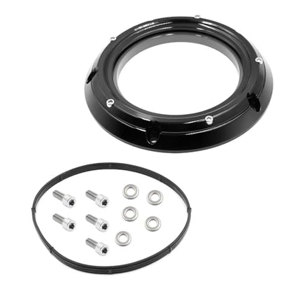Transparent Derby Cover，New Hardware Kit Included for Harley Bagger/Touring Road Glide、Street Glide、Road King 、Trikes 2017-2026 (Black) - color: Black
