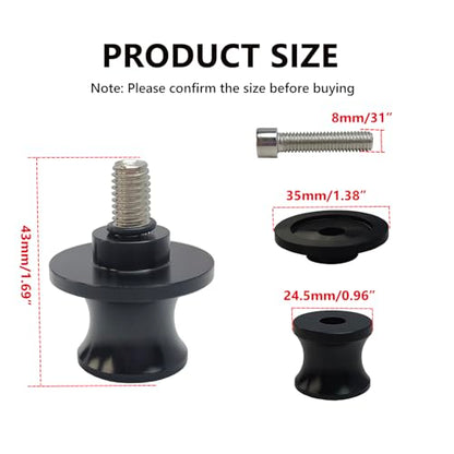 2pcs M8 X1.5 Motorcycle Swing Arm Spools Sliders CNC 8mm Swingarm Stand Screw Replacement for Honda Suzuki BMW Kawasaki（Black) - color: Black
