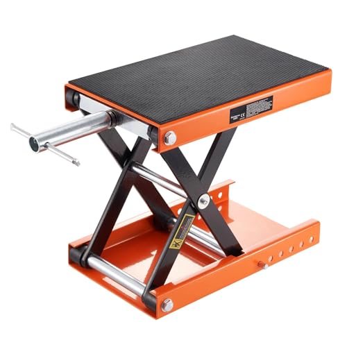 Motorcycle Lift, 1100 LBS Motorcycle Scissor Lift Jack with Wide Deck & Safety Pin, 3.7"-13.8" Center Hoist Crank Stand, Steel Scissor Jack for Street Bikes, Cruiser Bikes, Touring Motorcycles