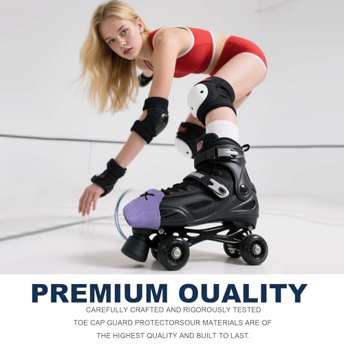 100% Real Cowhide | Toe Cap Guard Protectors | Roller Skate Derby Speed 1 Pair(Purple) - color: Purple