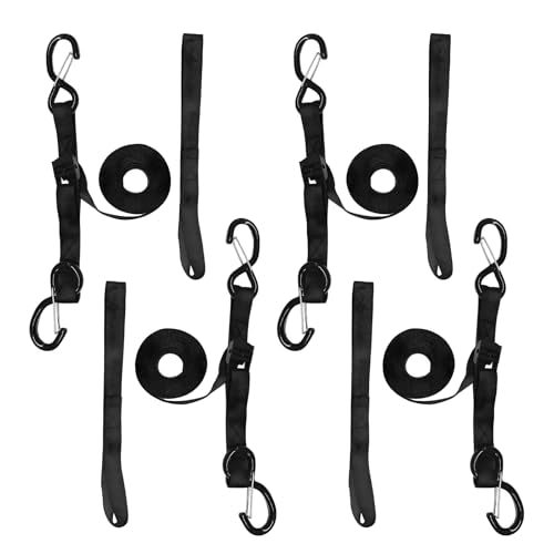 4PCS Tie Down Straps with Hooks, 1"×8' Safety Hook Cam Buckle Securing Straps with Integrated Soft Loops, Heavy Duty Lashing Tie-Down Strap for Motorcycle Dirt Bike Truck - color: 8FT, 4pcs