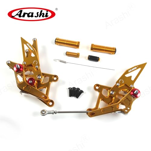Arashi Version 2.0 Adjustable Rearsets for Honda CBR250R 2011-2022, Gold - color: Gold, size: CBR250R 2011-2022