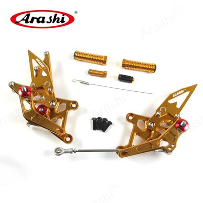 Arashi Version 2.0 Adjustable Rearsets for Honda CBR250R 2011-2022, Gold - color: Gold, size: CBR250R 2011-2022