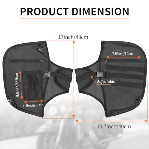 AUFER Motorcycle Highway Crash Bar Cover Soft Lowers Chaps Leg Warmer Bag With Storage Bag Compatible With For Harley Touring Street Glide Road King Road Glide Electra Glide Trike Models 1980-2024 - size: Engine Guard Cover