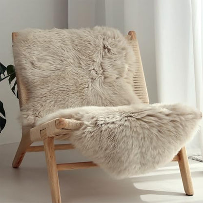 Real Genuine Sheepskin Rug Natural Fur Rug Sheep Skin Rugs Full Sheepskin Rugs Authentic Sheep Skin Throw Lambskin Seat Covers for Chairs Wool Seat Pad Cushion (2.3X3.28 ft) - color: 5