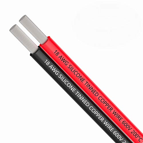 TUOFENG 18 AWG Silicone Electrical Wire 30 Feet [15 ft Black and 15 ft Red] 2 Conductor Parallel Wire Soft and Flexible Tinned Copper Wire - size: 18 AWG 2 Parallel Wire 15ft