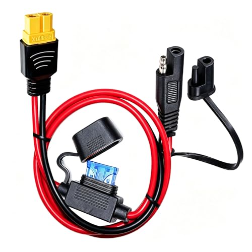 10AWG SAE to XT60 Connector Extension Cable,with 15A Protection Fuse for Safety,SAE Plug XT60 Female Adapter Charger Solar Panel Cable for Solar Generator Portable Power Station(2FT) - size: 10AWG SAE to XT60 - 2FT