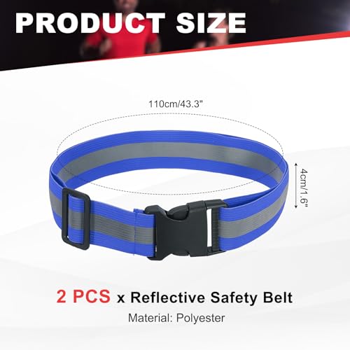 Reflective Safety Belt, Adjustable High Visibility Glow Belt Outdoor Running Gear Accessories - color: Bright Blue