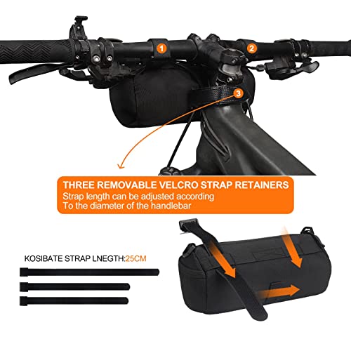 KOSIBATE Bike Handlebar Bag with Shoulder Strap, Mountain Road Bikes Bicycle Front Bag Frame Storage (Black) - color: Black