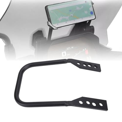 Motorcycle GPS Phone Navigation Bracket, 12mm Iron Tubing Construction Motorcycle GPS Navigation Mount Bracket, Front Bar Phone Holder with Adjustable Height Holes for