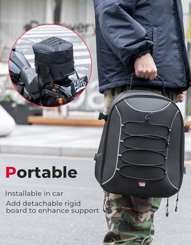 KEMIMOTO Motorcycle Tail Bag, Dual Use Motorcycle Rear Seat Bag with Waterproof Rain Cover, 25L-45L Expandable Motorbike Helmet Bag Luggage Storage Backpack - size: 25L-45L