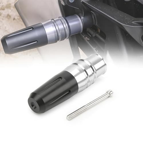 2 Pack Motorcycle Frame Sliders for Harley Davidson Dyna Superglide 1995-2012 2013 2014, CNC Aluminum Universal Drop Guards, Motorcycle Frame Protectors for Body & Fairing Protection - color: E Silver