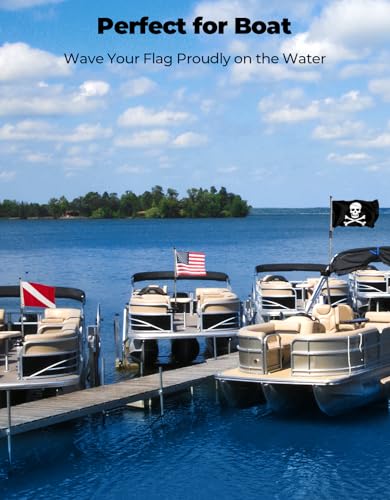 KEMIMOTO Stainless Steel Boat Flag Holder, 360° Rotating Flag Pole Kit, Flag Pole Holder for 0.5''-1.75'' Round/Square Rails, for 12''x18''/8‘’x12''/4''x6'' Boat/Golf Cart Flag (2.5ft, NO Flag)