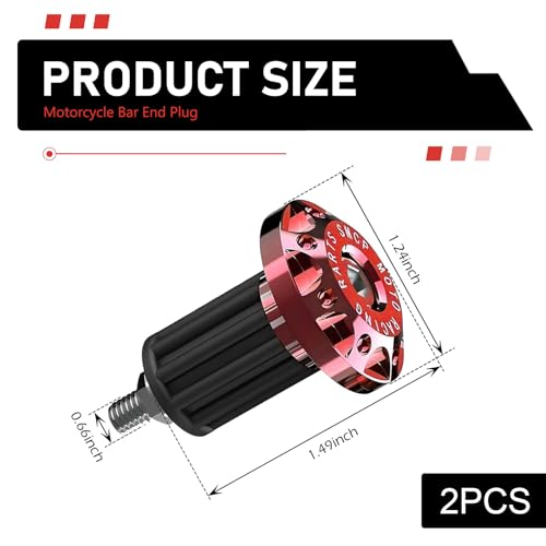 2 PCS Motorcycle Bar End Plugs, 7/8" Anti-vibration Balance Weight Grip Cap, Alloy Rustproof Handlebar End Plug, Modified Replacement for E-bike Scooter Off-road Motorcycle (Red) - color: Red