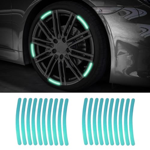 20PCS Reflective Car Wheel Decorative Stripe Stickers, Night Safety Warning Tape Sticker, Anti-Scratch Tire Rims Sticker, Universal Fluorescent Auto Decals for Motocycle Bike (Laser) - color: Laser
