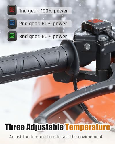 Lock on Heated ATV Grips, ATV Heated Grips and Thumb Warmer, 3 Heat Settings 7/8 12V Electric Heating Handlebar Grips